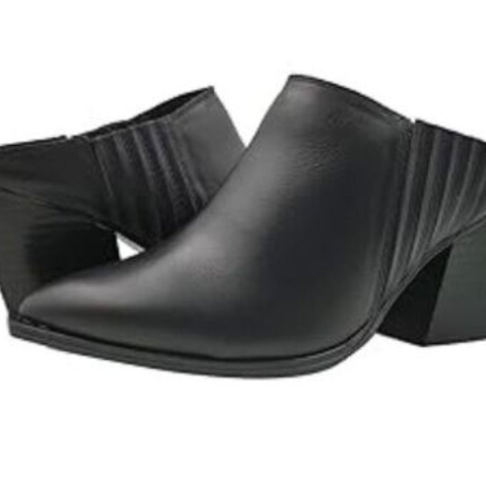 FARYL by Farylrobin N2008* Womens Black Leather Sarena Boot Mules Sz 7.5
